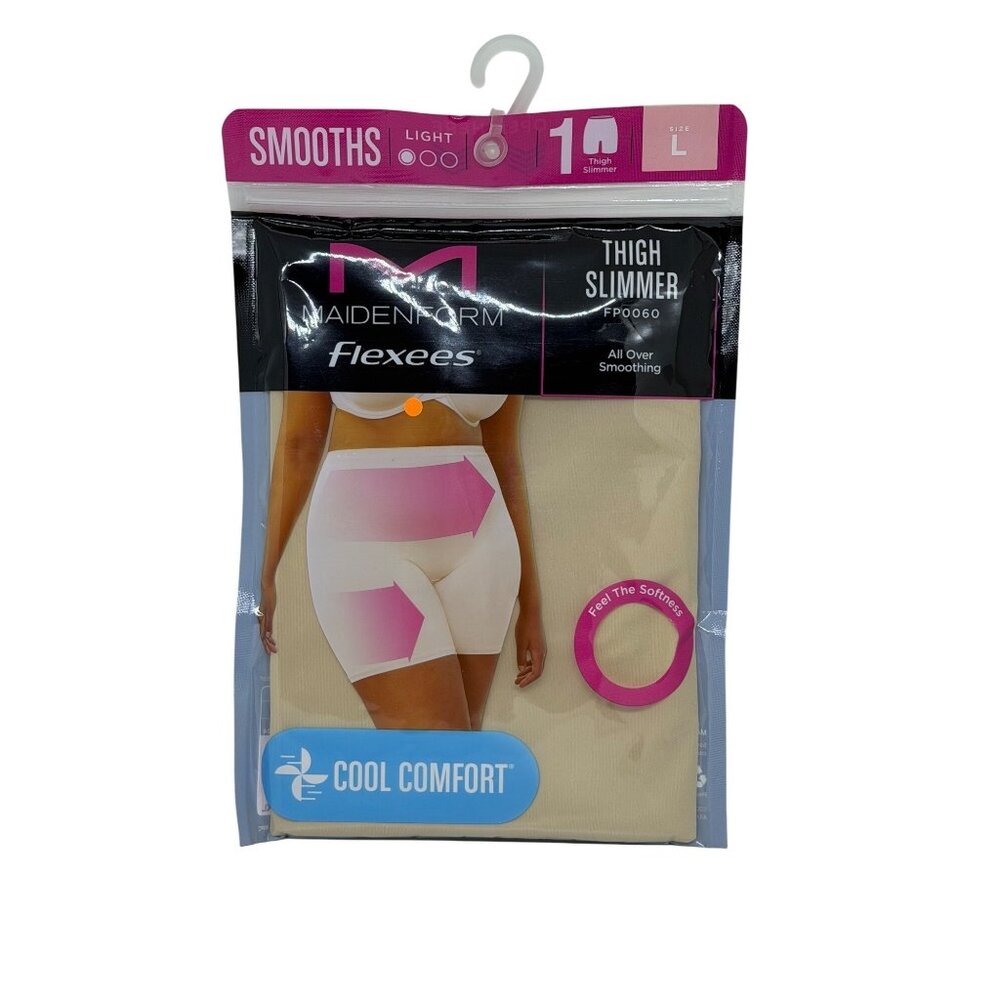 NWT Maidenform Flexees Thigh Slimmer FP0060 Large Nude Lightweight Cool Comfort‎